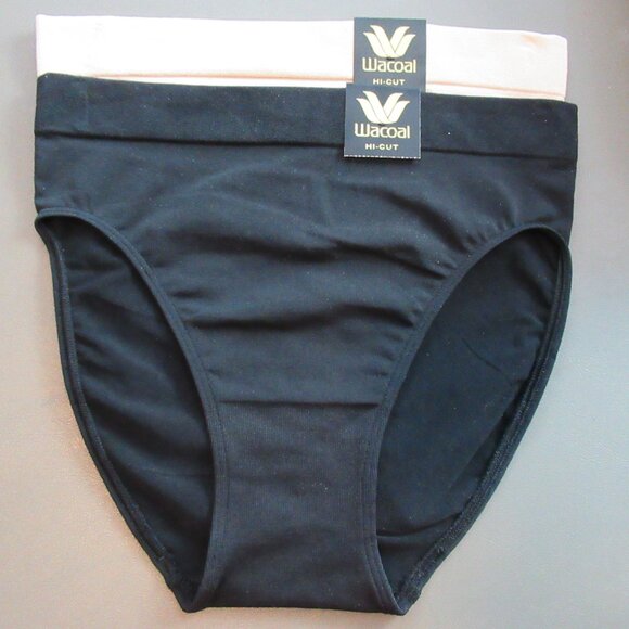Wacoal Women's 2-Pack B-Smooth High-Cut Brief Panty Underwear, Sand Nude Black - Picture 2 of 10